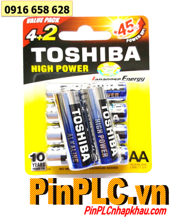 Toshiba LR6GCP BP6-2FPV; Pin AA 1.5V Alkaline Toshiba LR6GCP BP6-2FPV chính hãng (Vỉ 6viên)